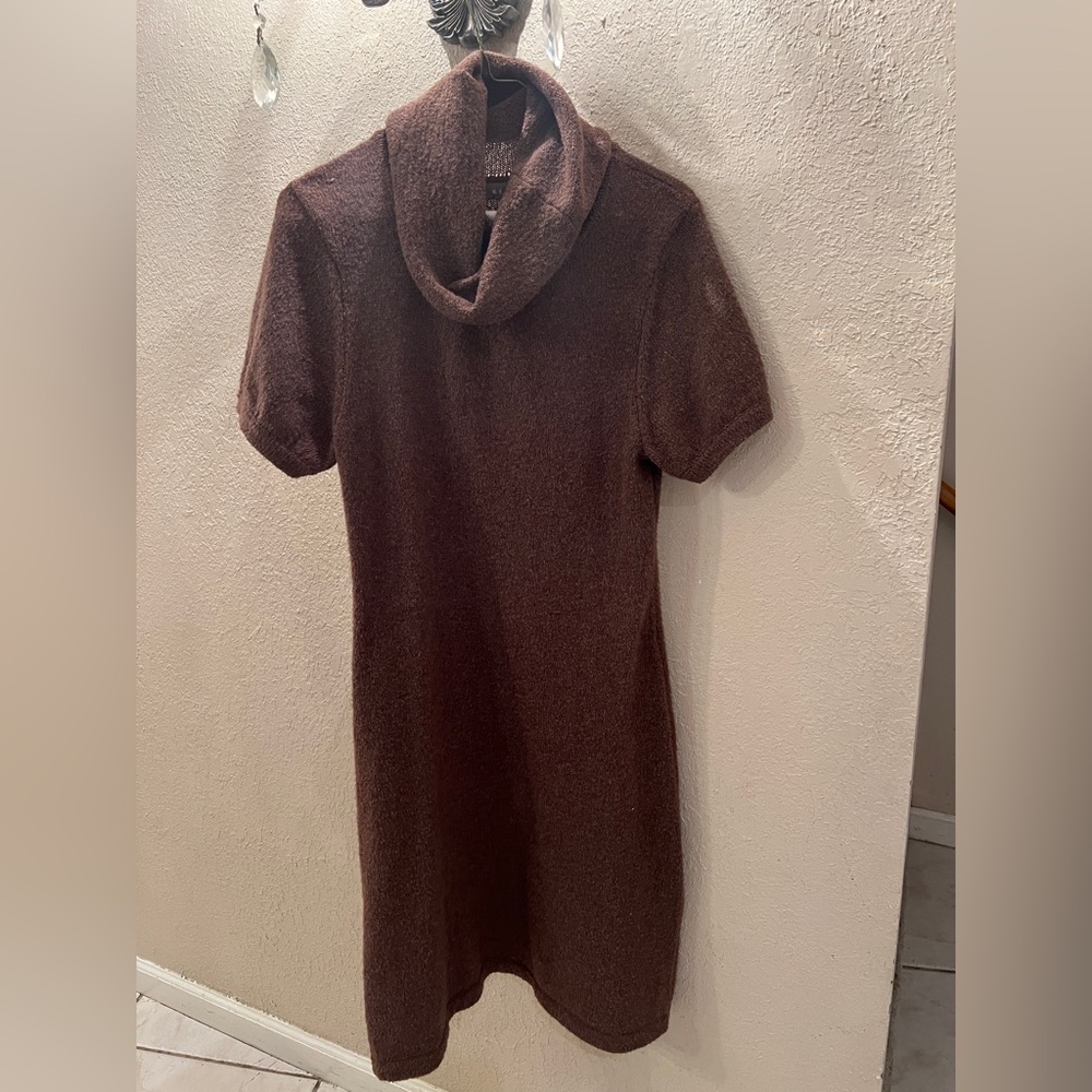 Kenar Chocolate Knit Cowl Neck Dress